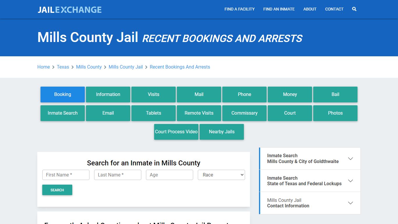 Mills County Jail TX Recent Arrests and Bookings - Jail Exchange